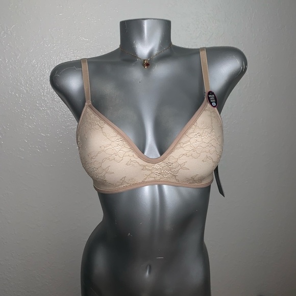 RENE ROFE NUDE BEIGE WIRELESS LIGHTLY PADDED LACE TRIPLE HOOK TSHIRT BRA 34C - Picture 2 of 6